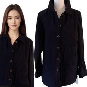 Talbots Black Quilted Stretch Barn Jacket Size Small